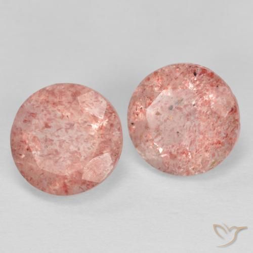 2.29 ct natürliche Mittelrosa Erdbeerquarz-Edelsteine, Runden, Transparent