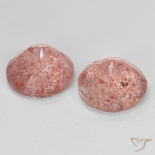 2.29 ct natürliche Mittelrosa Erdbeerquarz-Edelsteine, Runden, Transparent