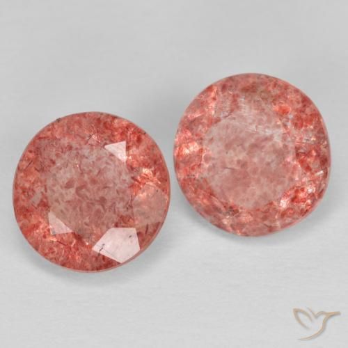 2.17 ct natürliche Himbeerrosa Erdbeerquarz-Edelsteine, Runden, Transparent