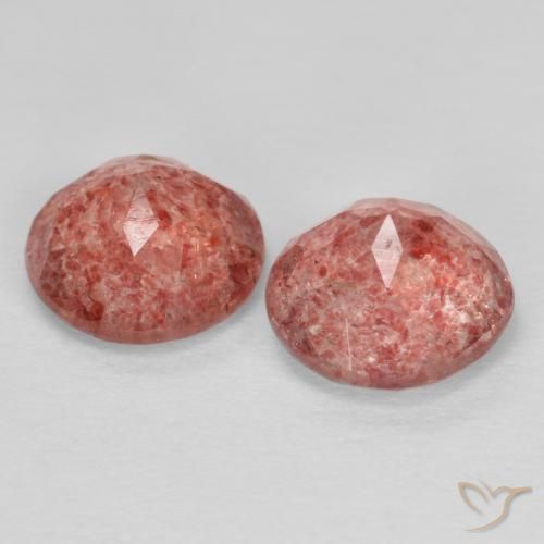 2.17 ct natürliche Himbeerrosa Erdbeerquarz-Edelsteine, Runden, Transparent