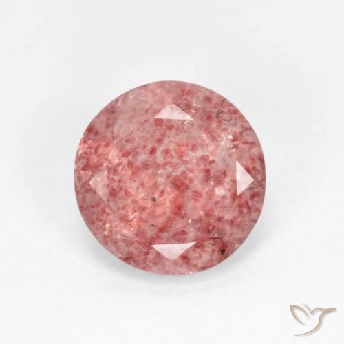 1.22ct Natürlicher Mittelrosa Erdbeerquarz, Runden, Transparent