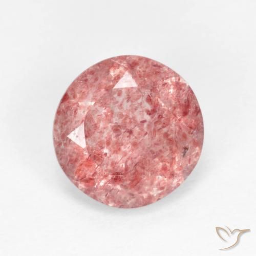 1.60ct Natürlicher Indisches Rot Erdbeerquarz, Runden, Transparent