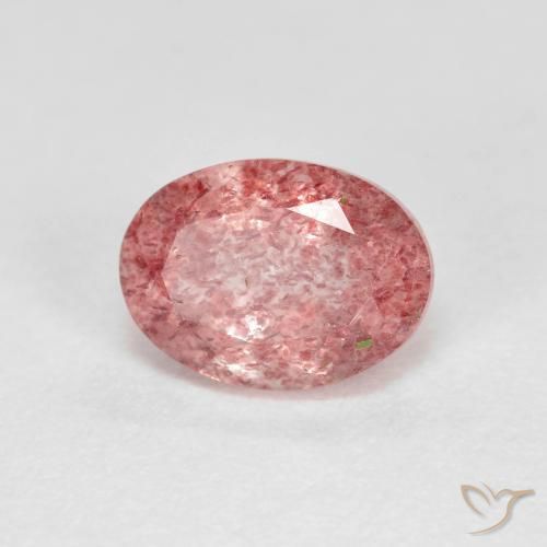 1.41ct Natürlicher Kaugummi Rosa Erdbeerquarz, Oval, Transparent
