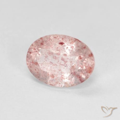 1.21ct Natürlicher hellrosa Erdbeerquarz, Oval, Transparent