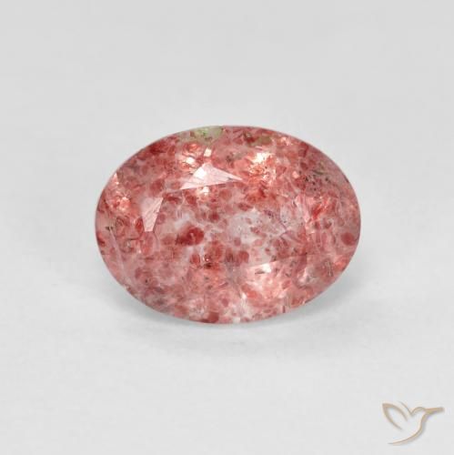 1.26ct Natürlicher Himbeerrosa Erdbeerquarz, Oval, Transparent
