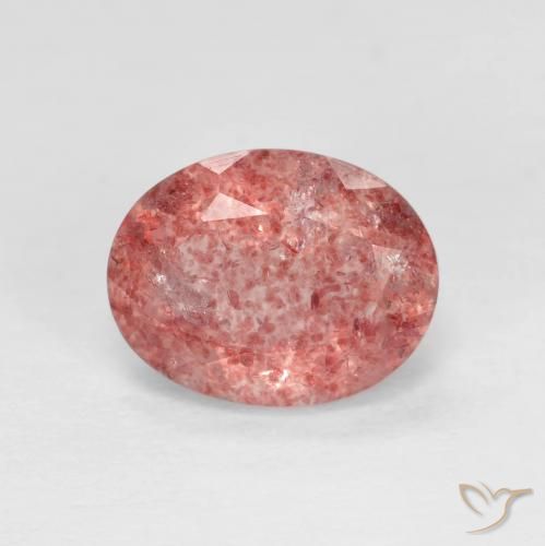 1.89ct Natürlicher Hellrot Erdbeerquarz, Oval, Transparent