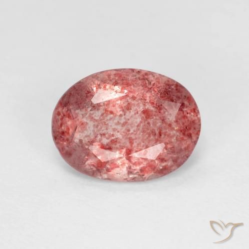 1.52ct Natürlicher Mittelrot Erdbeerquarz, Oval, Transparent