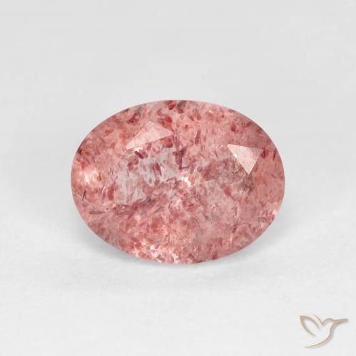 1.74ct Natürlicher Hellrot Erdbeerquarz, Oval, Transparent