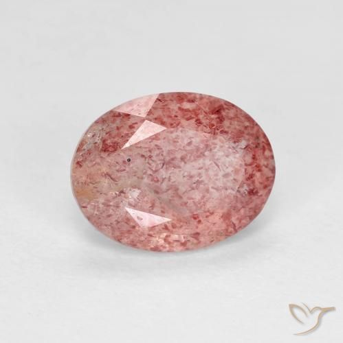 1.66ct Natürlicher Mittelrot Erdbeerquarz, Oval, Transparent