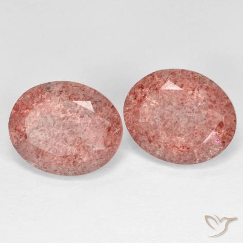 8.87 ct natürliche rötlich-rosa Erdbeerquarz-Edelsteine, Oval, Transparent