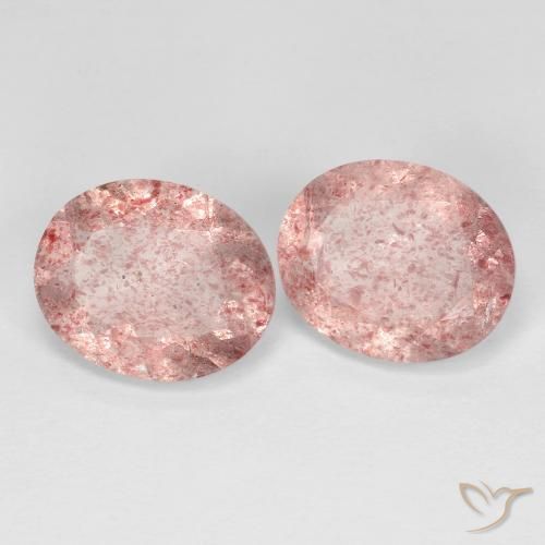 5.79 ct natürliche hellrosa Erdbeerquarz-Edelsteine, Oval, Transparent