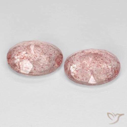 5.79 ct natürliche hellrosa Erdbeerquarz-Edelsteine, Oval, Transparent