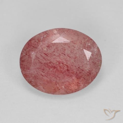 3.78ct Natürlicher Hellrot Erdbeerquarz, Oval, Lichtdurchlässig
