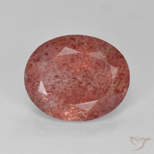 4.41ct Natürlicher Mittelrot Erdbeerquarz, Oval, Lichtdurchlässig