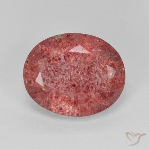 4.37ct Natürlicher Mittelrot Erdbeerquarz, Oval, Lichtdurchlässig