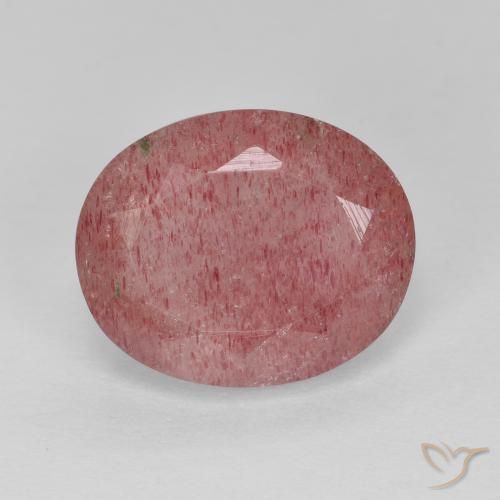 4.44ct Natürlicher Mittelrot Erdbeerquarz, Oval, Lichtdurchlässig