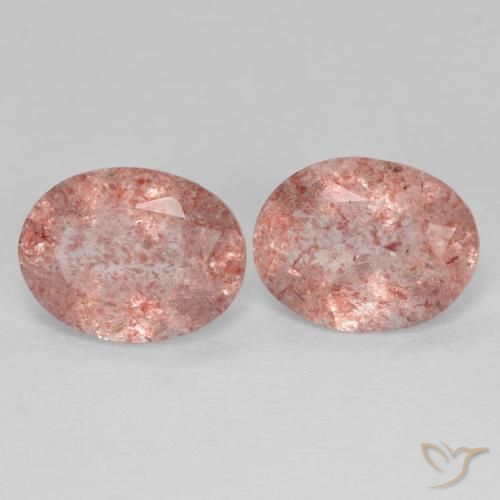 3.05ctw Natürlicher orange-rosa Erdbeerquarz, Oval, Transparent