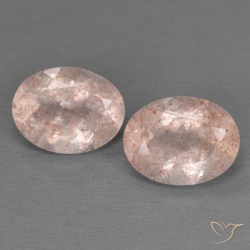 3.44ctw Natürlicher Pfirsichrose Erdbeerquarz, Oval, Transparent