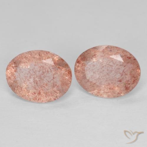 3.10ctw Natürlicher orange-rosa Erdbeerquarz, Oval, Transparent