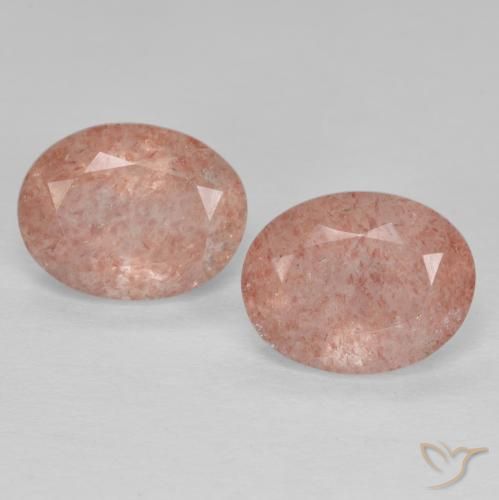 3.65ctw Natürlicher Pfirsichrose Erdbeerquarz, Oval, Transparent