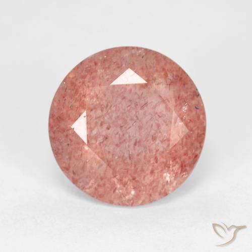 3.45ct Natürlicher Blasses rötliches Orange Erdbeerquarz, Runden, Transparent