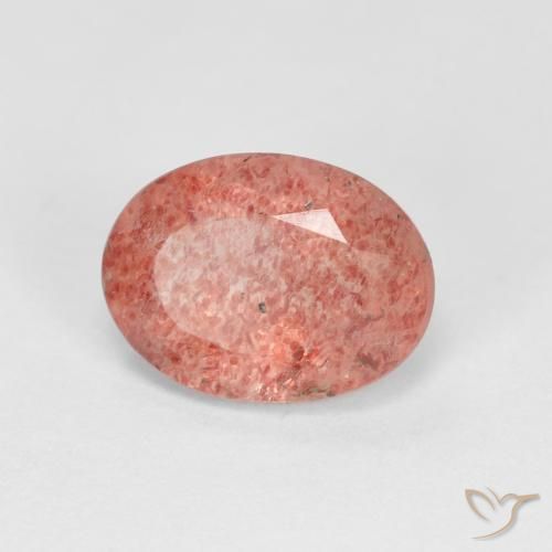 9,17 ctw natürlicher rötlich-rosa Erdbeerquarz, Oval, Transparent