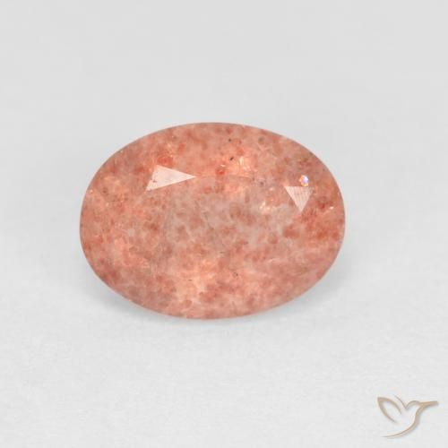 1.18ct Natürlicher Pfirsichrose Rosa Erdbeerquarz, Oval, Transparent