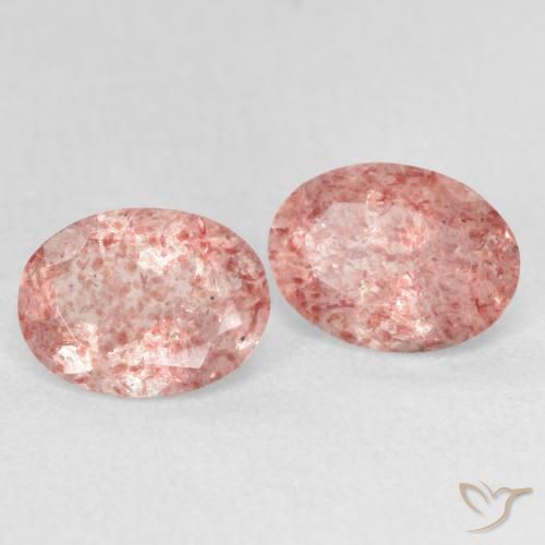 2.29 ct natürliche hellrosa Erdbeerquarz-Edelsteine, Oval, Transparent