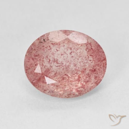 4.41ct Natürlicher Medium Light-Pink Erdbeerquarz, Oval, Lichtdurchlässig