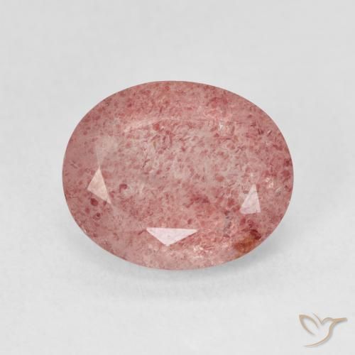 4.44ct Natürlicher Medium Light-Pink Erdbeerquarz, Oval, Lichtdurchlässig