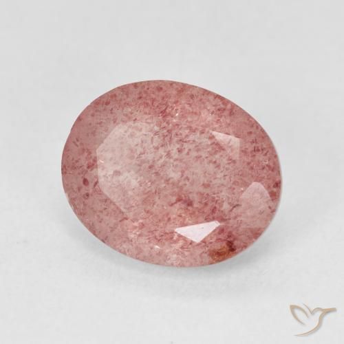 9,17 ctw natürlicher Medium Light-Pink Erdbeerquarz, Oval, Lichtdurchlässig
