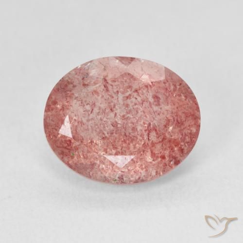 4.32ct Natürlicher Medium Light-Pink Erdbeerquarz, Oval, Lichtdurchlässig