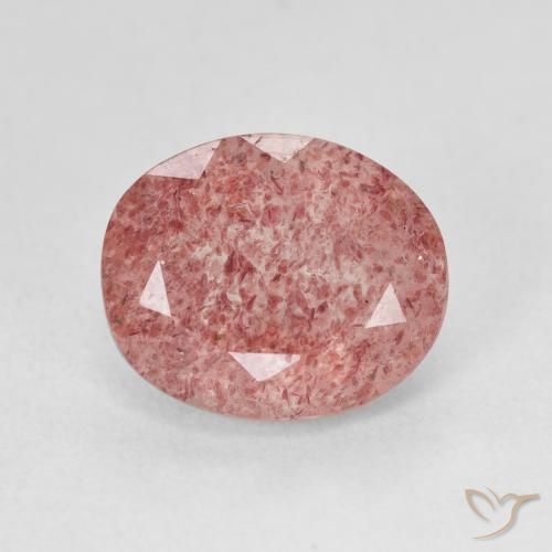 4.59ct Natürlicher Medium Light-Pink Erdbeerquarz, Oval, Lichtdurchlässig