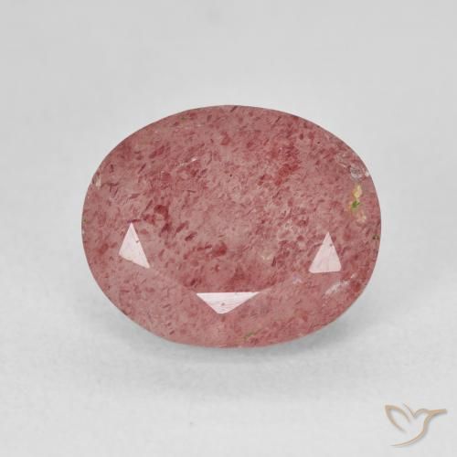 5.20ct Natürlicher hellrose-rosa Erdbeerquarz, Oval, Lichtdurchlässig