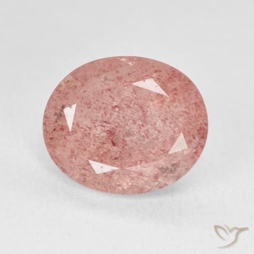 4.81ct Natürlicher Medium Light-Pink Erdbeerquarz, Oval, Lichtdurchlässig