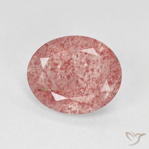 3.84ct Natürlicher hellrose-rosa Erdbeerquarz, Oval, Lichtdurchlässig