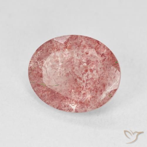 9,17 ctw natürlicher hellrose-rosa Erdbeerquarz, Oval, Lichtdurchlässig