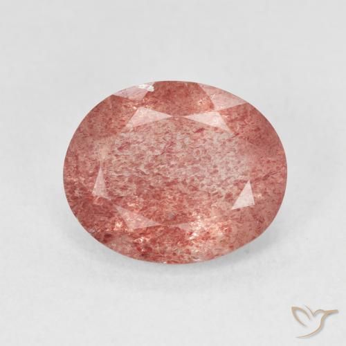 3.99ct Natürlicher Himbeerrosa Erdbeerquarz, Oval, Lichtdurchlässig