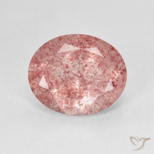 4.27ct Natürlicher Medium Light-Pink Erdbeerquarz, Oval, Lichtdurchlässig