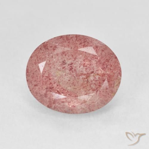 4.90ct Natürlicher hellrose-rosa Erdbeerquarz, Oval, Lichtdurchlässig