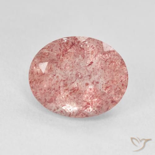 4.48ct Natürlicher hellrose-rosa Erdbeerquarz, Oval, Lichtdurchlässig