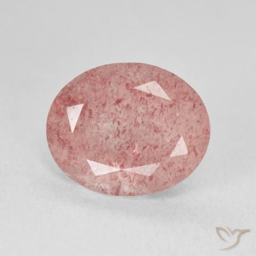 4.46ct Natürlicher Medium Light-Pink Erdbeerquarz, Oval, Lichtdurchlässig