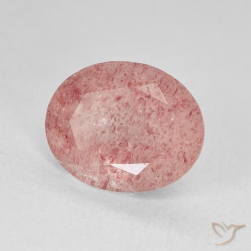 9,17 ctw natürlicher Medium Light-Pink Erdbeerquarz, Oval, Lichtdurchlässig
