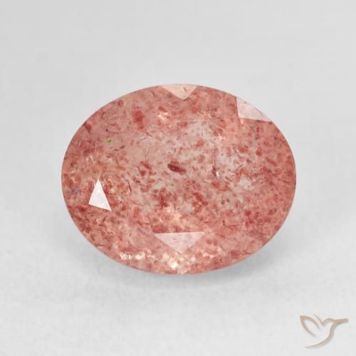 5.23ct Natürlicher Orangerosa Erdbeerquarz, Oval, Lichtdurchlässig