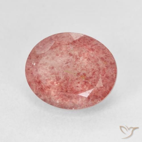 5.20ct Natürlicher Dunkelpink Erdbeerquarz, Oval, Lichtdurchlässig