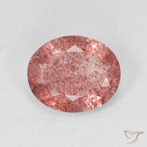 3.28ct Natürlicher Orangerosa Erdbeerquarz, Oval, Lichtdurchlässig