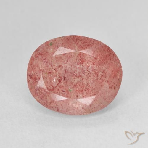 4.70ct Natürlicher Mittelrosa Erdbeerquarz, Oval, Lichtdurchlässig