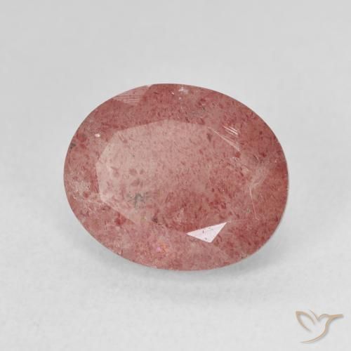 9,17 ctw natürlicher Himbeerrosa Erdbeerquarz, Oval, Lichtdurchlässig