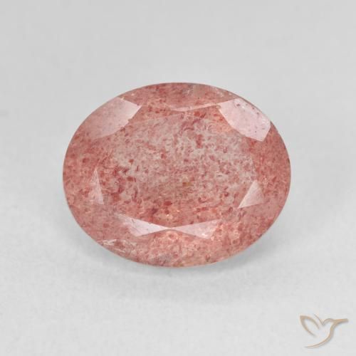 4.39ct Natürlicher Mittelrosa Erdbeerquarz, Oval, Lichtdurchlässig