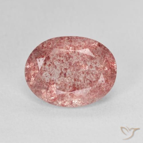 3.65ct Natürlicher Helles Hot Pink Erdbeerquarz, Oval, Lichtdurchlässig